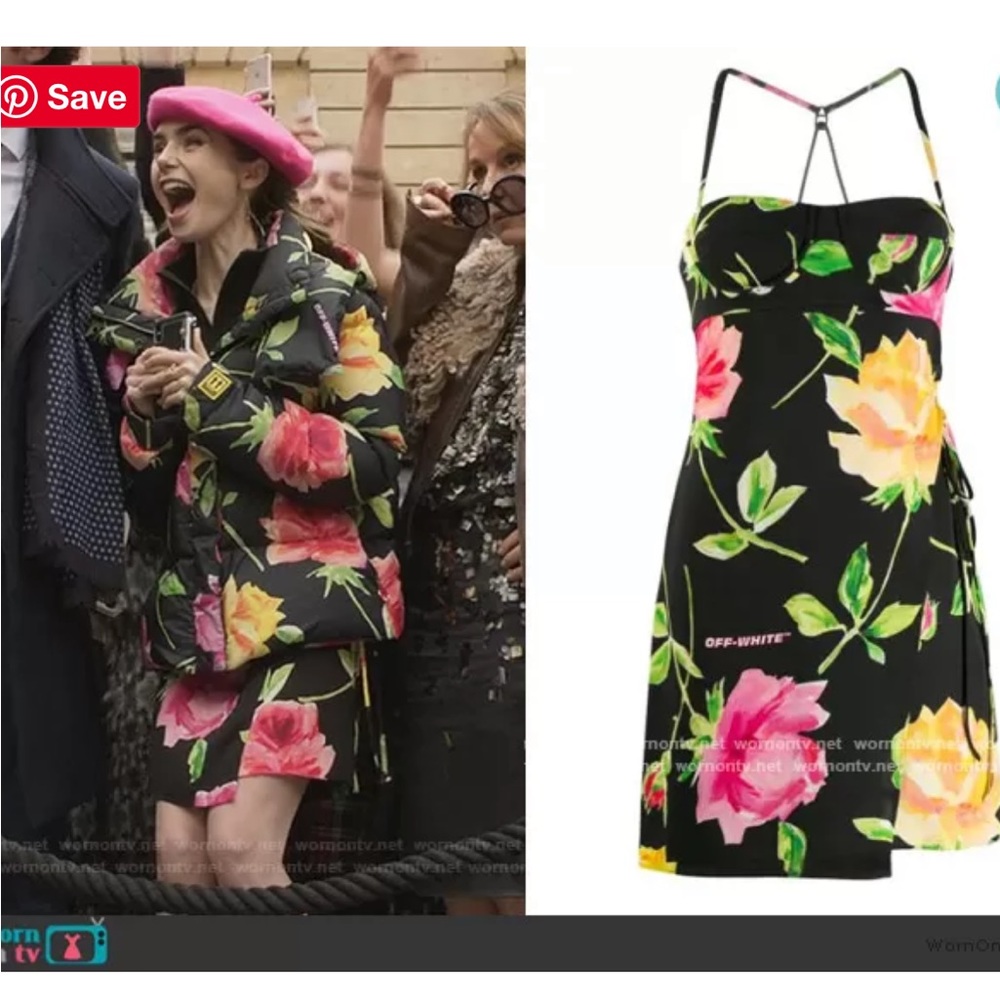 Off-White Floral Dress Size M ASO Emily in Paris